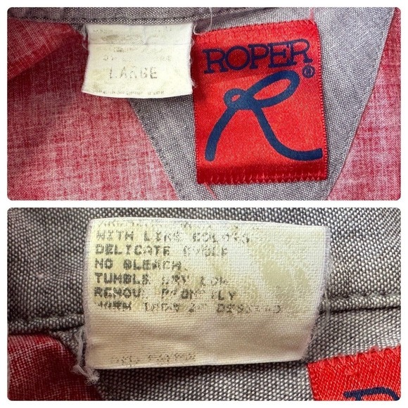 Vtg 80s 90s ROPER Southwestern Cowboy Shirt Aztec Button Down Long Sleeve Top L - Picture 7 of 7